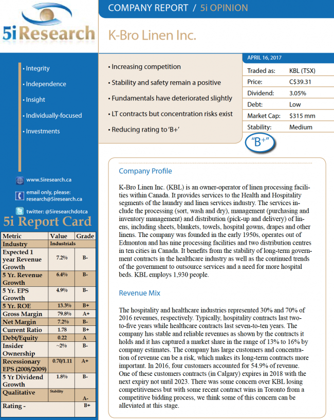 5i Research Report - KBL (TSX)
